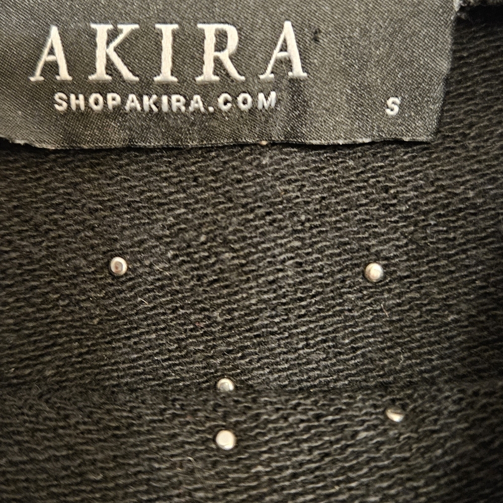 AKIRA Black Studded Cropped Sweater Hoodie Sz Small - Picture 3 of 3